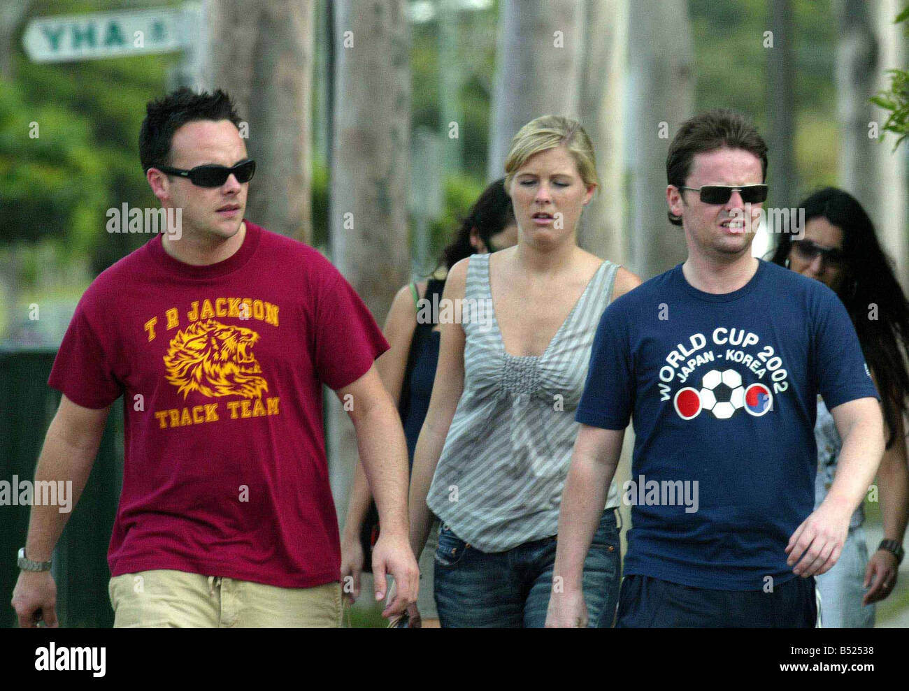 Ameise und Dez unterwegs in Byron Bay Australien für die Dreharbeiten der Realität TV-show ich m ein Celebrity Get Me Out Of Here Stockfoto