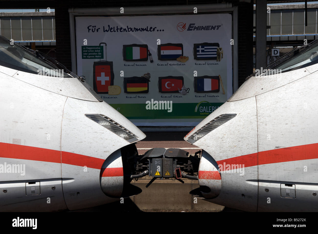 Die Deutsche Bahn High-Speed-Schnellzug Kupplung, Dortmund, Nordrhein-Westfalen, Deutschland. Stockfoto