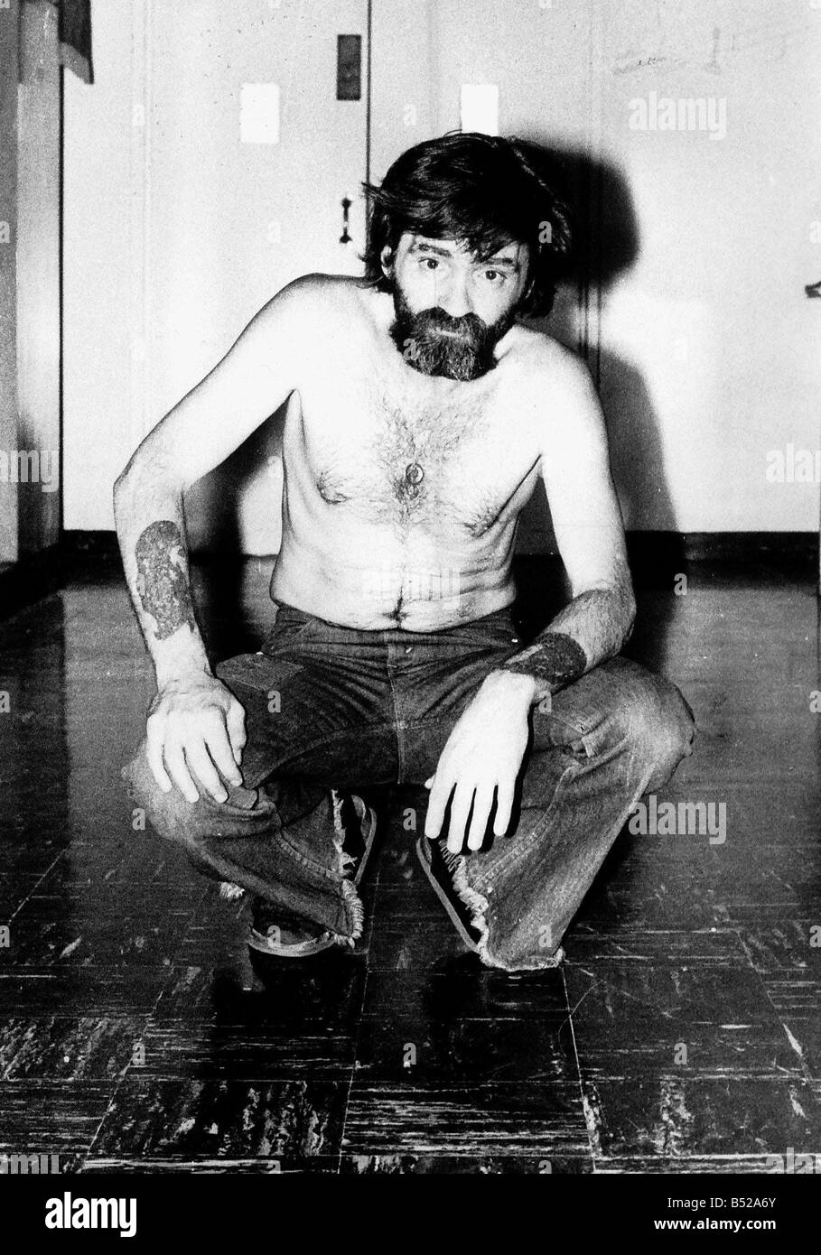 Charles Manson amerikanischen dessen Nachfolger verpflichtet eine Reihe von Morden, die Dienst am Leben Satz in einem kalifornischen Gefängnis USA Stockfoto