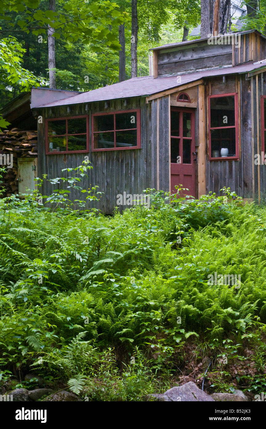 Ahornsirup-Kabine in New England NH New Hampshire Wald Stockfoto