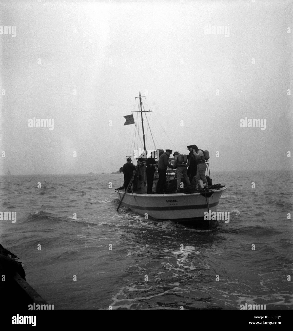 HMS Truculent u-Boot sinkt nach einer Kollision mit dem schwedischen Schiff Divina im Fluss Themse-Mündung Jan. 1950. Jan. 1950 O2 Stockfoto