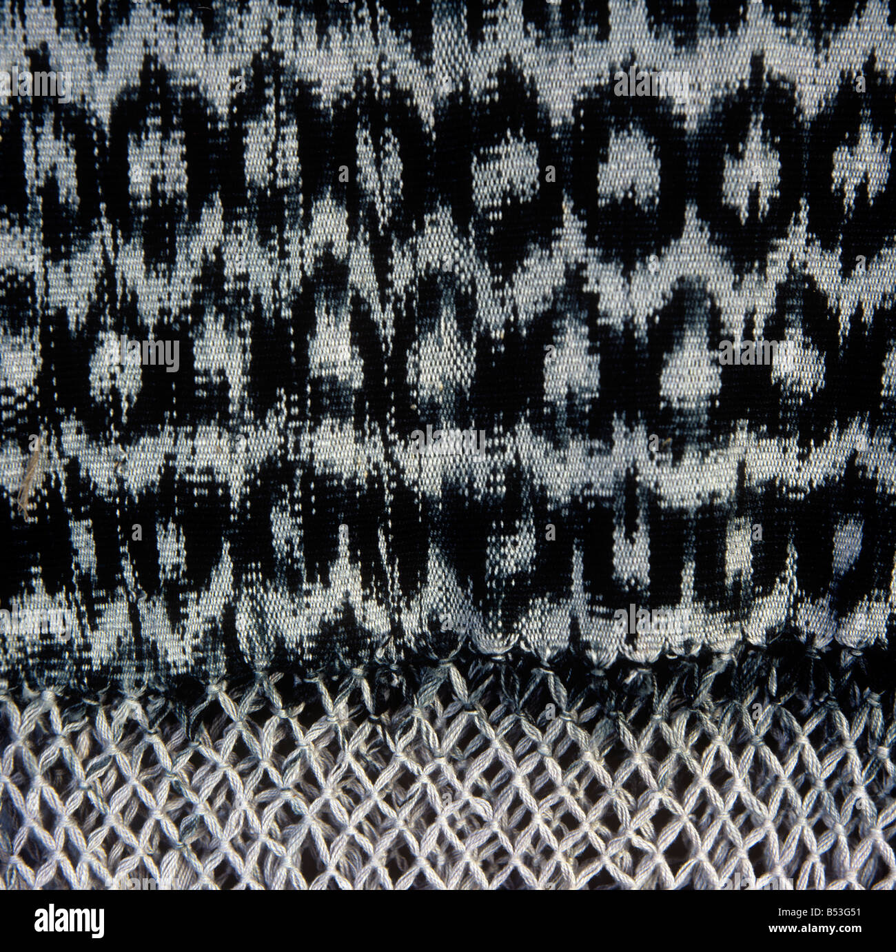 Gemusterte Ikat Handwerk gewebt Textil aus Ecuador Stockfoto