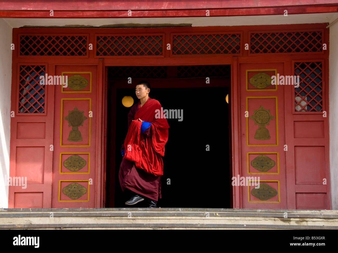 Buddhistischer Mönch in der Chiid Gandan Kloster UlaanBaatar Mongolei Stockfoto