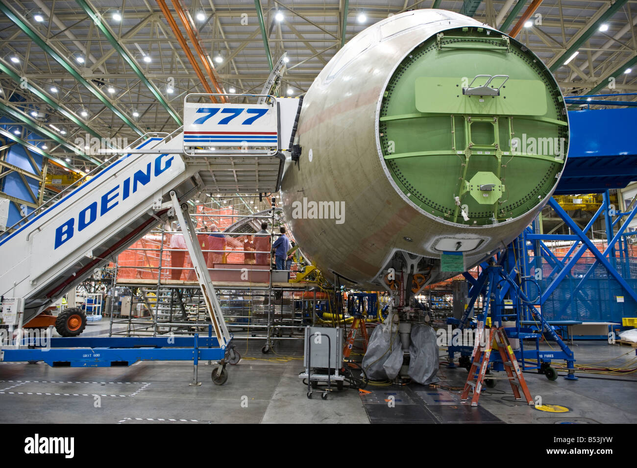 Erste Boeing 787 Dreamliner im Bau in Boeings Paine Field in Everett, Washington. Stockfoto
