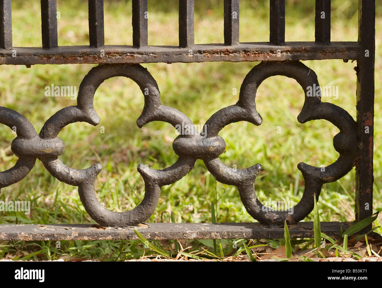 Detail einer gusseisernen Zaun in New Orleans. Stockfoto