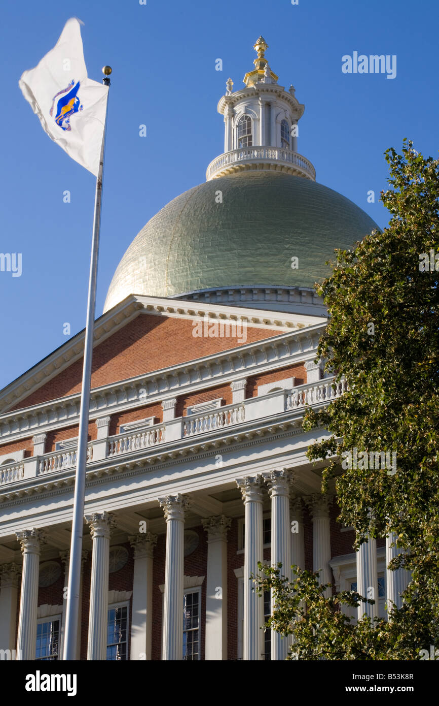 Massachusetts State House, entworfen von Charles Bullfinch Kupfer plattiert gold vergoldete Kuppel Boston, Massachusetts Stockfoto