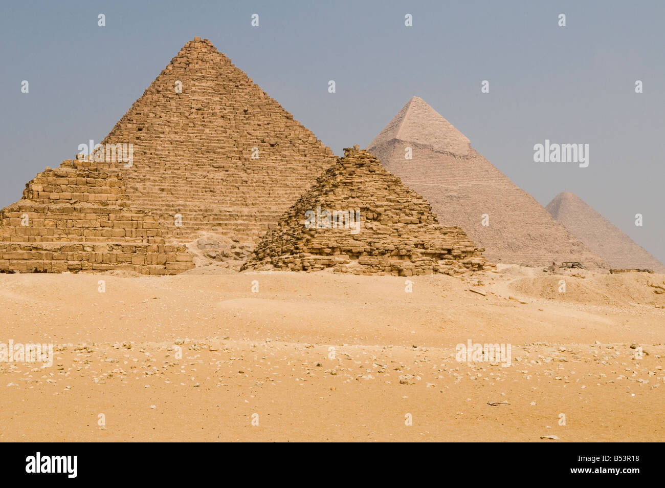 Die Drei Großen Pyramiden Cheops Cheops Chephren Und Khafre Menkaure Mit Den Pyramiden Der 