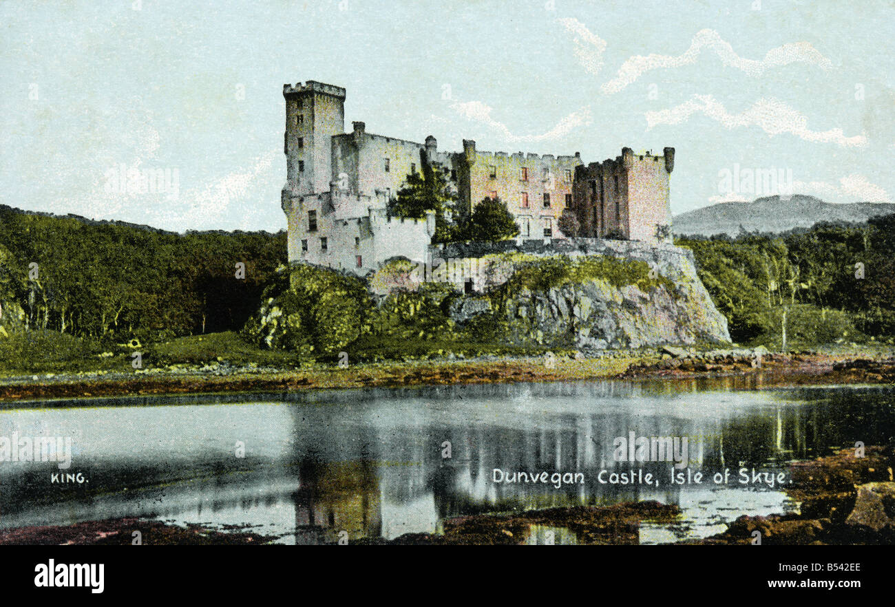 Alte Vintage Ansichtskarte von Dunvegan Castle Isle Of Skye nur zur redaktionellen Nutzung Stockfoto