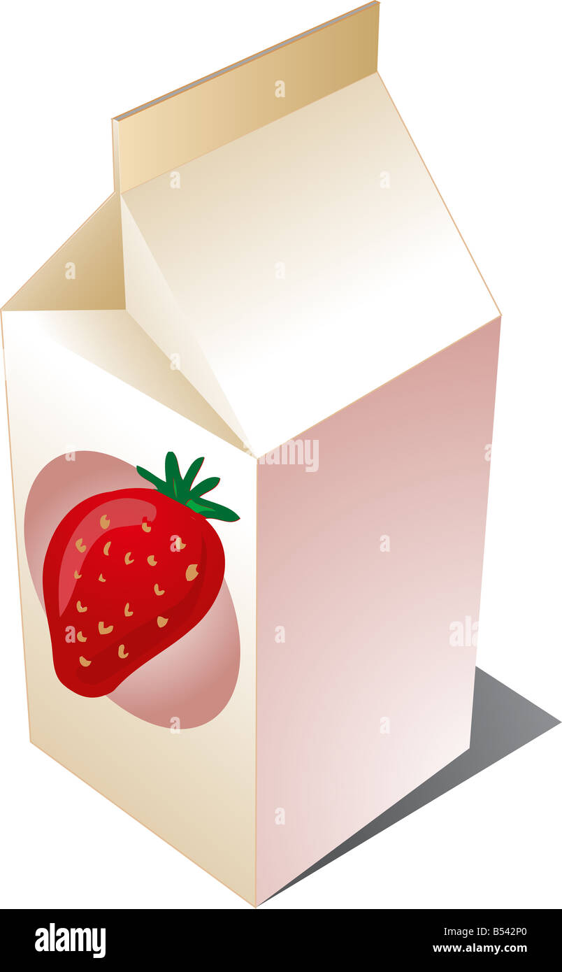 Karton der Erdbeer Milch Darstellung in isometrischen 3d Stil ...