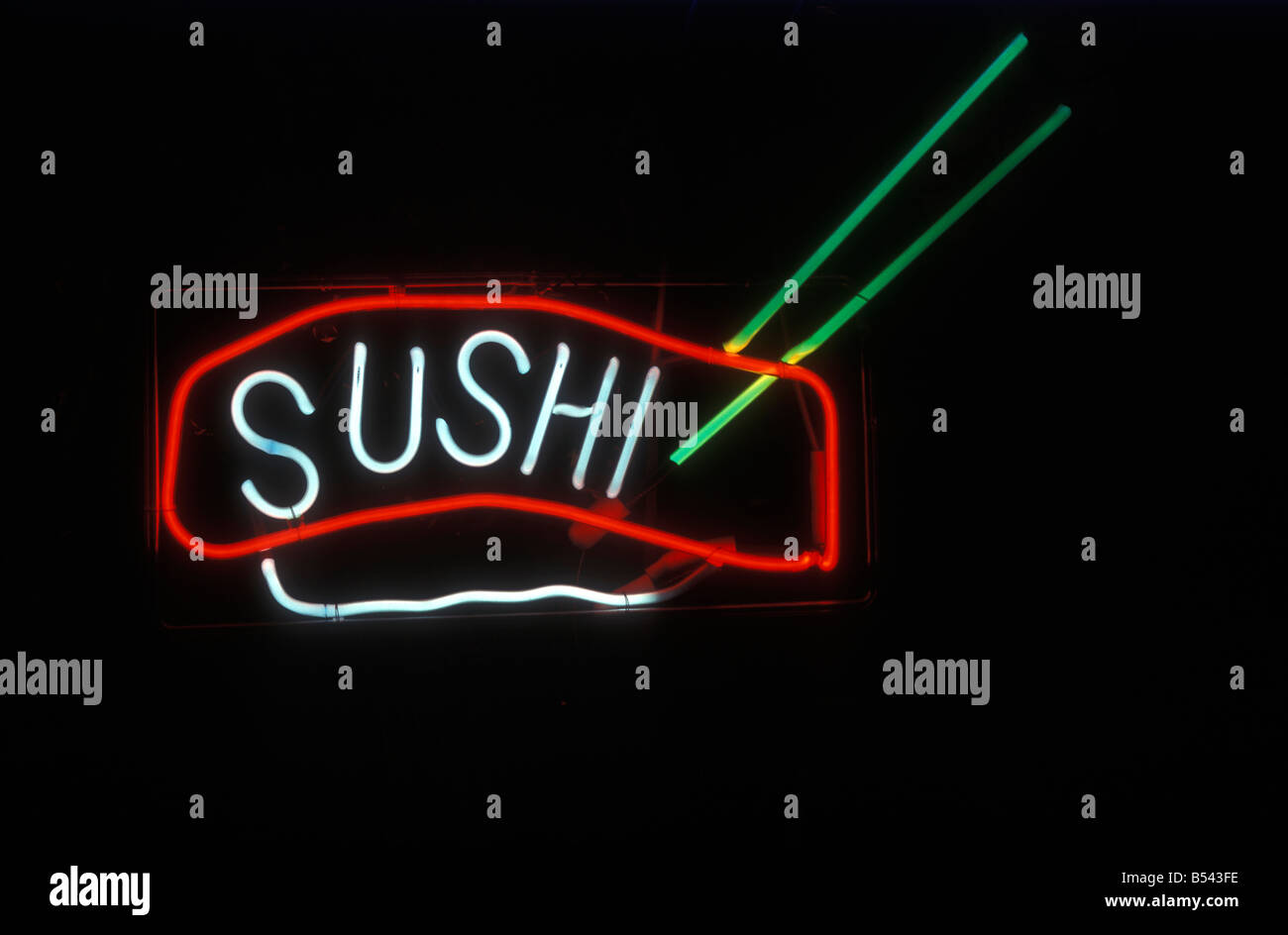 Sushi-Leuchtreklame Stockfoto