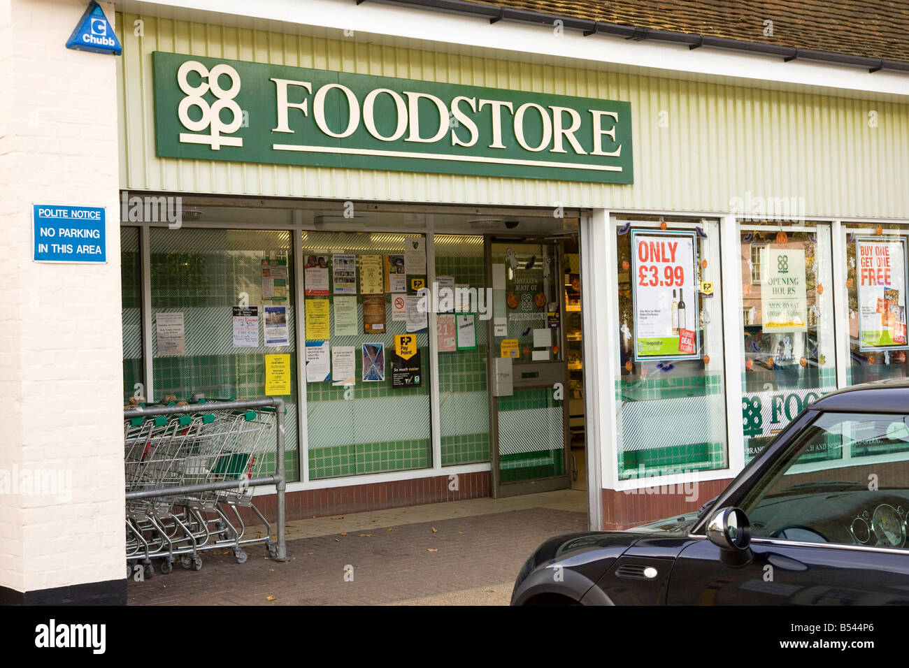 Co-Op-Lebensmittelladen in Suffolk, UK Stockfoto