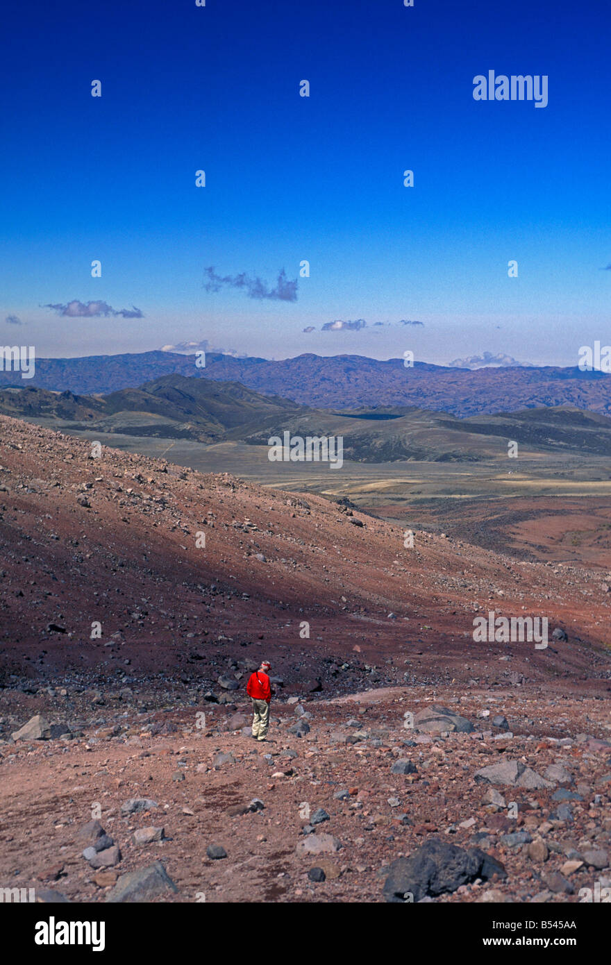 Leute, Wanderer, Wanderweg, Vulkan Chimborazo Chimborazo Nationalpark, Anden, Provinz Chimborazo, Ecuador, Südamerika Stockfoto