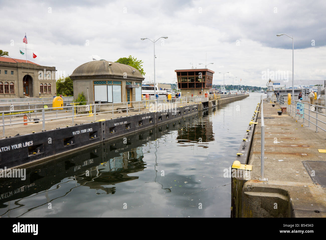 Hiran M. Chittenden Locks oder Ballard Locks in Salmon Bay nördlich von Seattle Washington Stockfoto