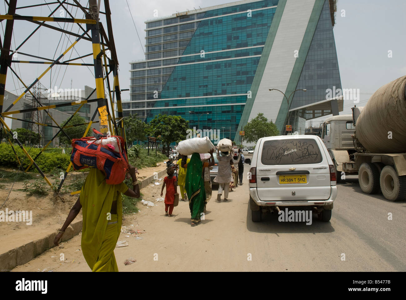 Unberührbaren in Gurgaon, New Delhi CBD. Stockfoto