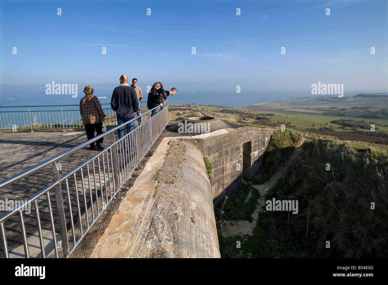 Bunker WW2 Frankreich Cote d Opale Boulogne Calais Cap Blanc Nez Ferry Sonnenschein Stockfoto