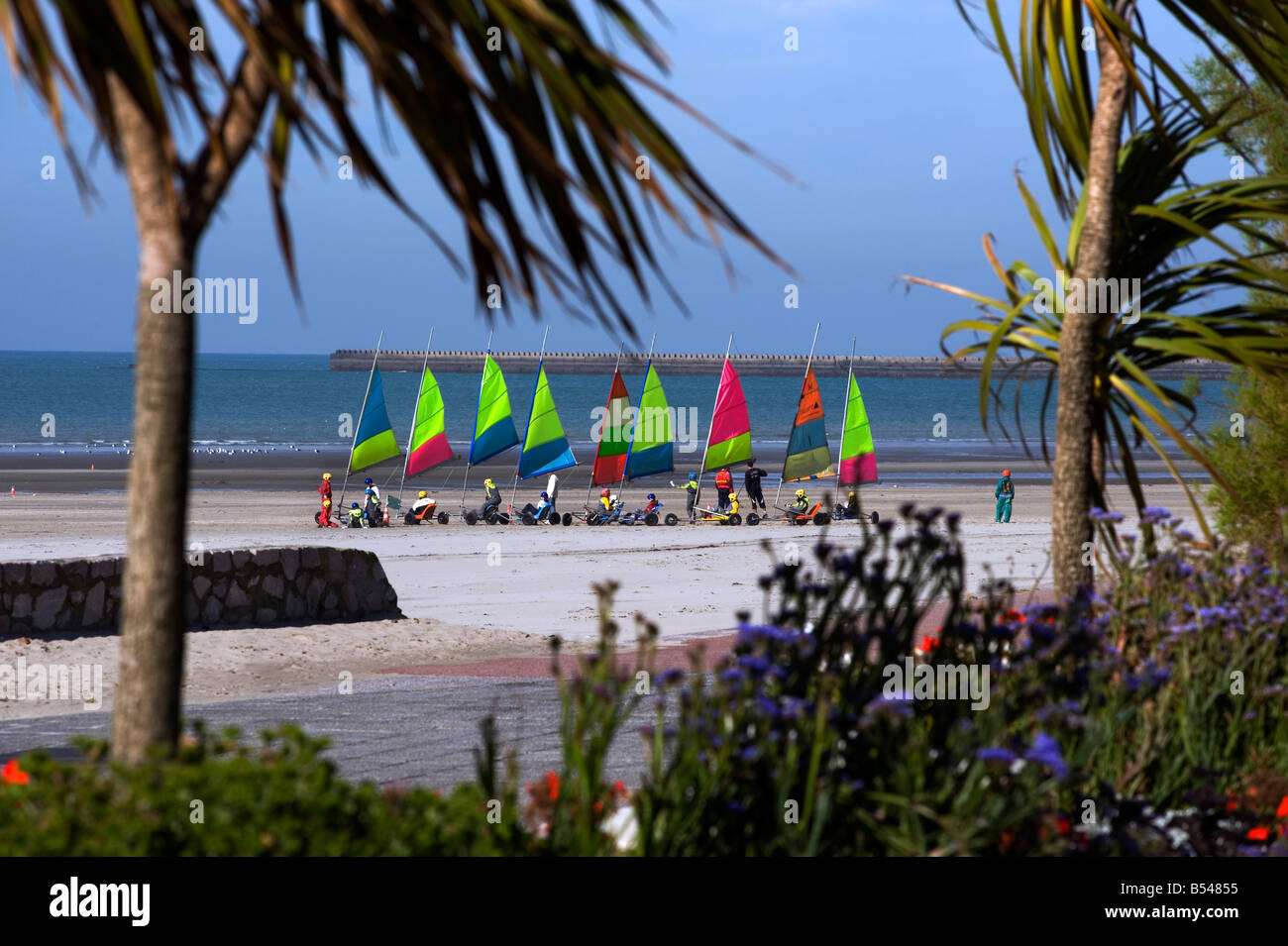 Sand-Yachting-Boulogne-Frankreich-Cote d Opale Sport Wind Sunshine beach Stockfoto