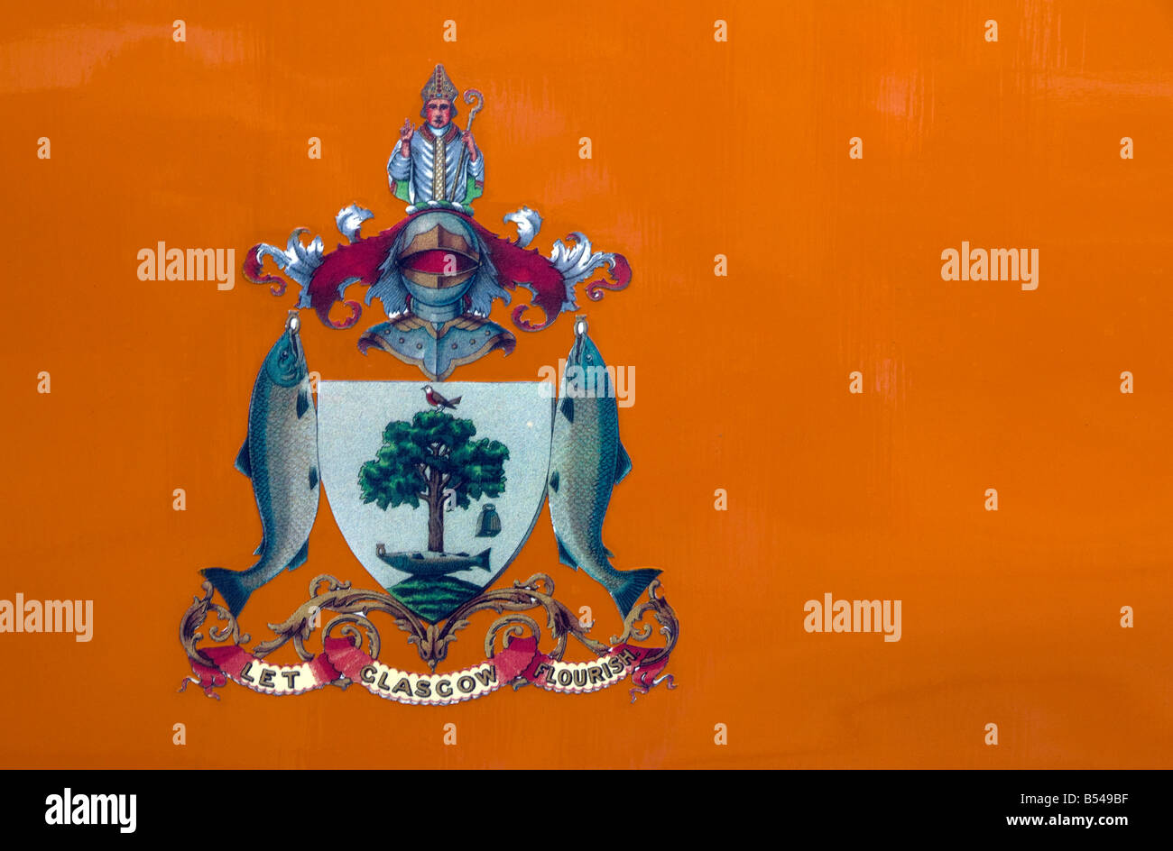 Glasgow-Logo auf Straßenbahn gedeihen zu lassen Stockfoto