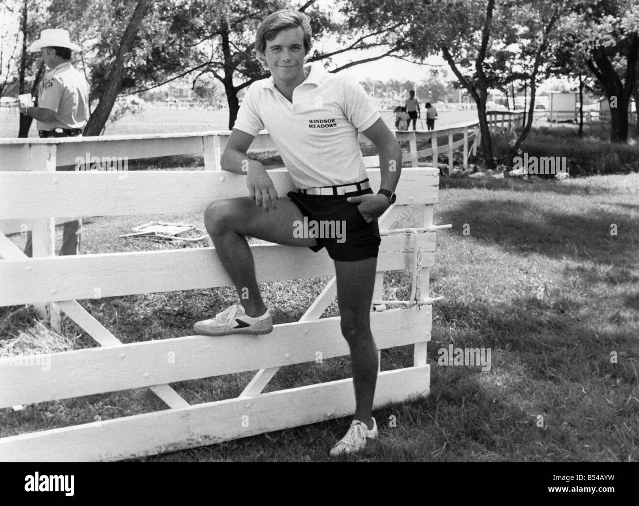 Dies ist das Dallas-Team, ihre Rivalen Seife sauber schrubben. Christopher Atkins, 22. ; August 1983 Stockfoto
