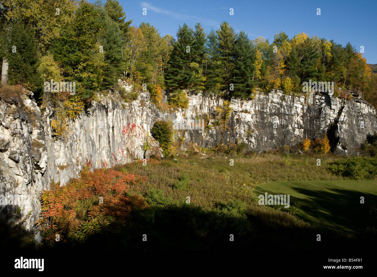 Gelände des ehemaligen weißen Marmor-Steinbruch North Adams Massachusetts Berkshires Stockfoto