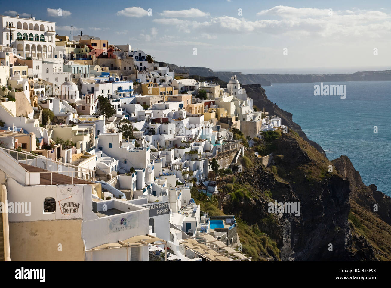 Stadt Fira Santorini Kykladen Griechenland Stockfoto