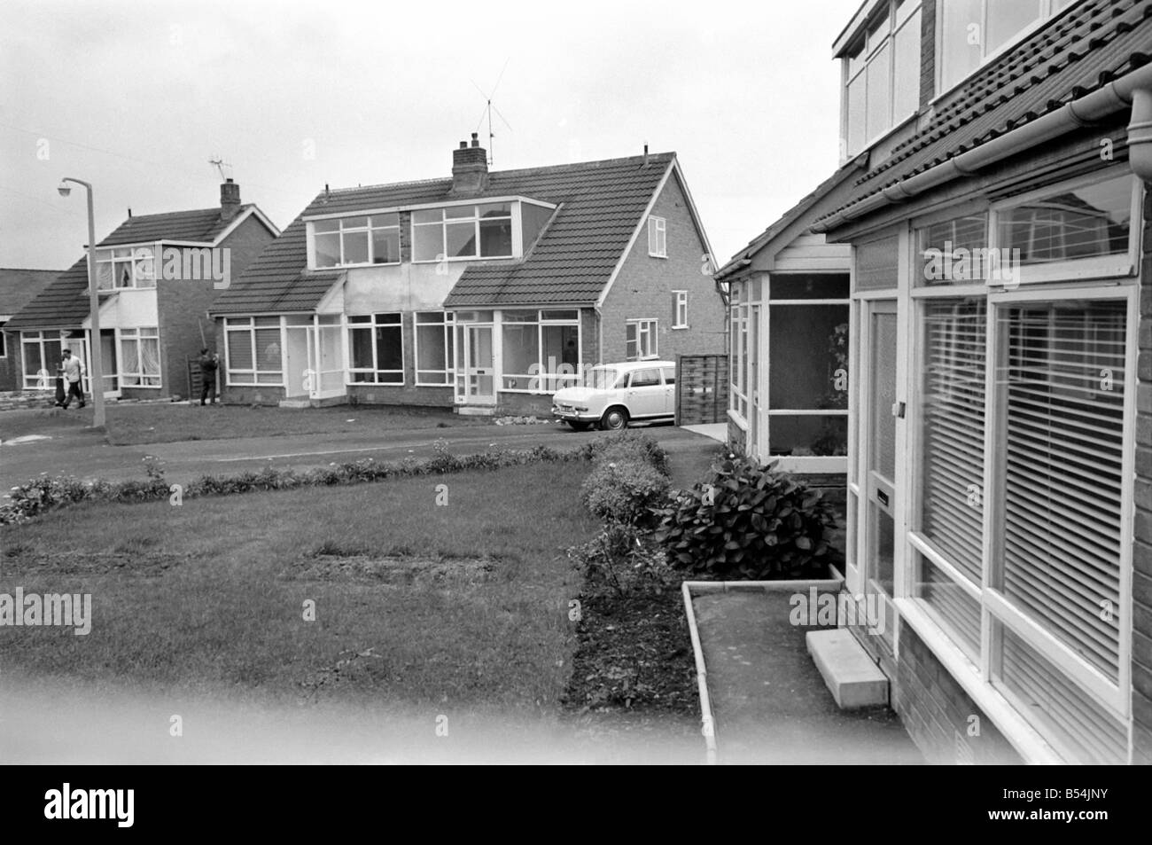 Mieter in der Parkthorne Road, Preston, sind ihre sechs Häuser kurzfristig wegen einer drohenden Absenkungen verlassen. Gesamtansicht der Stockfoto