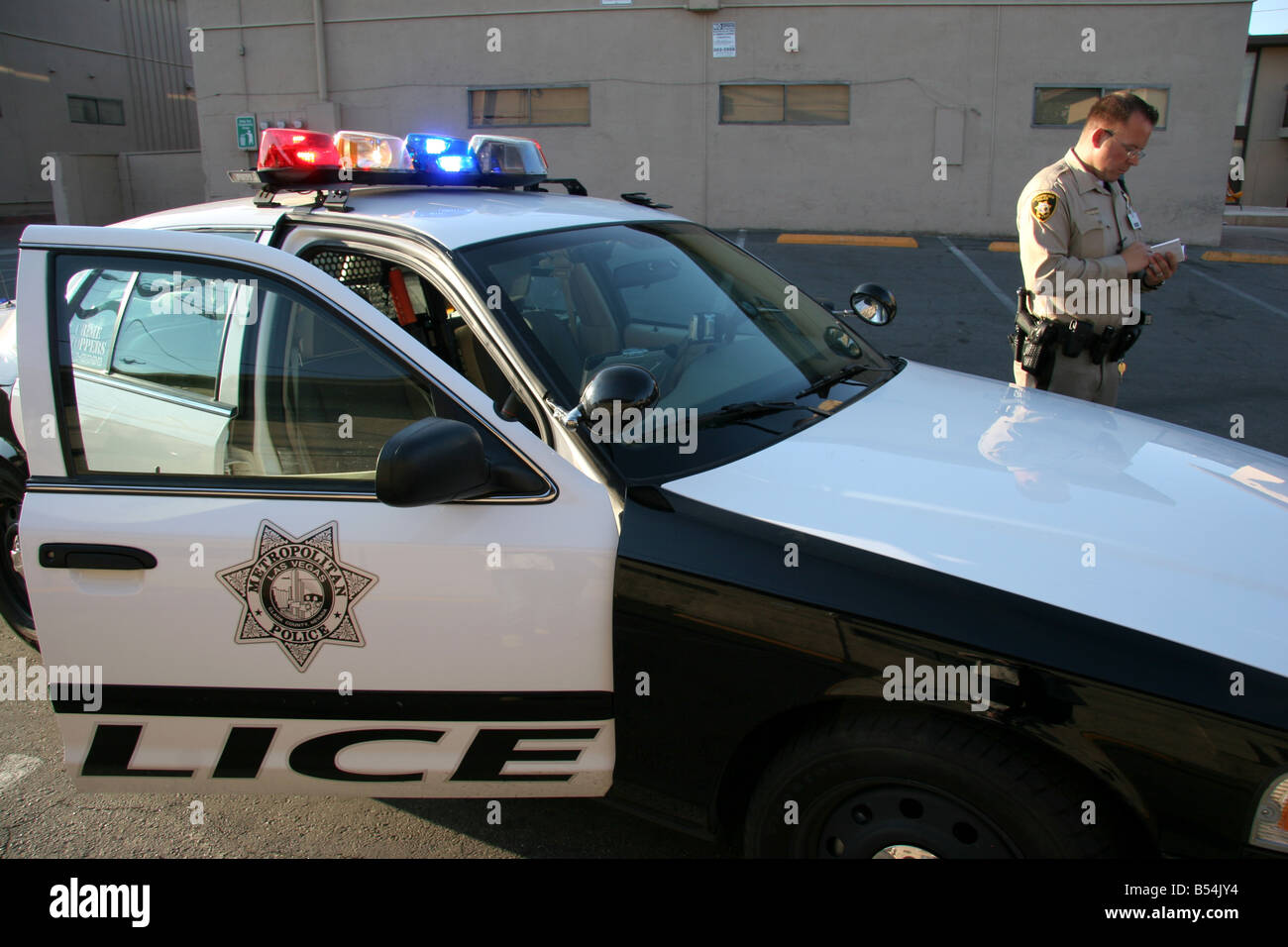 Las Vegas Cop und Polizei Auto Stockfoto