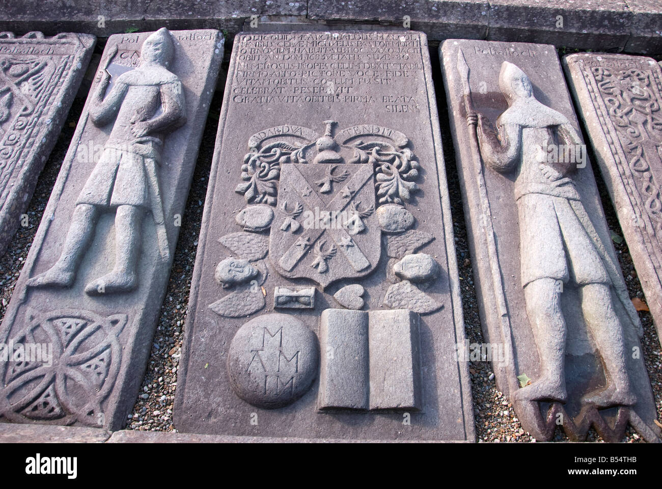 Mittelalterliche Grabplatten Kilmartin Stockfoto