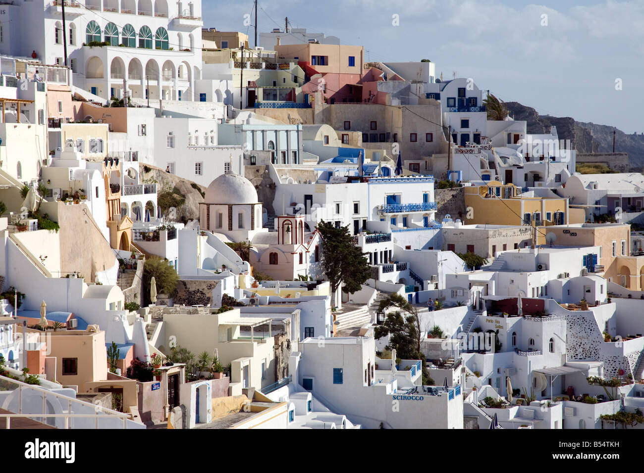 Stadt Fira Santorini Kykladen Griechenland Stockfoto