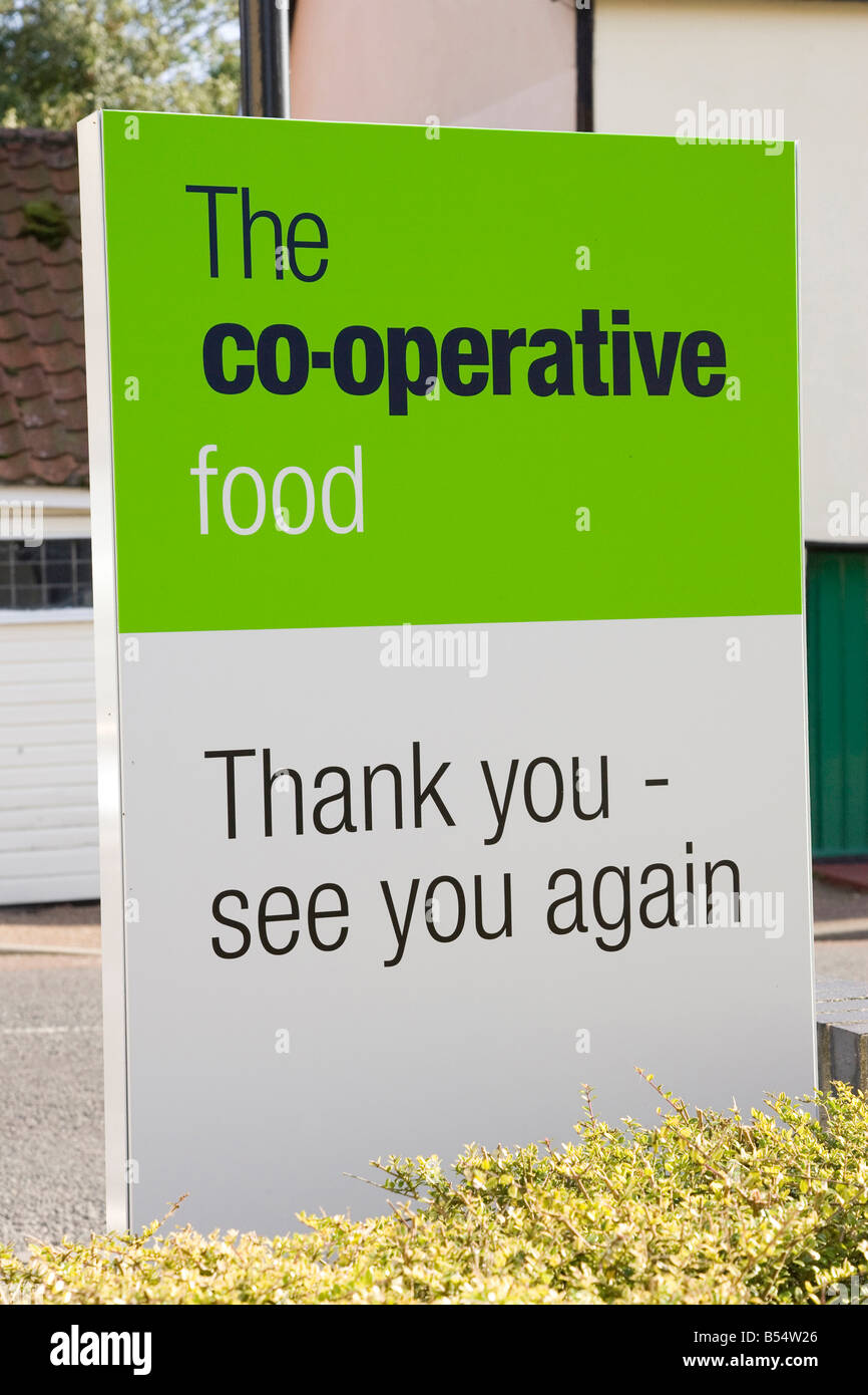 kooperative Ladenschild in Suffolk, UK Stockfoto