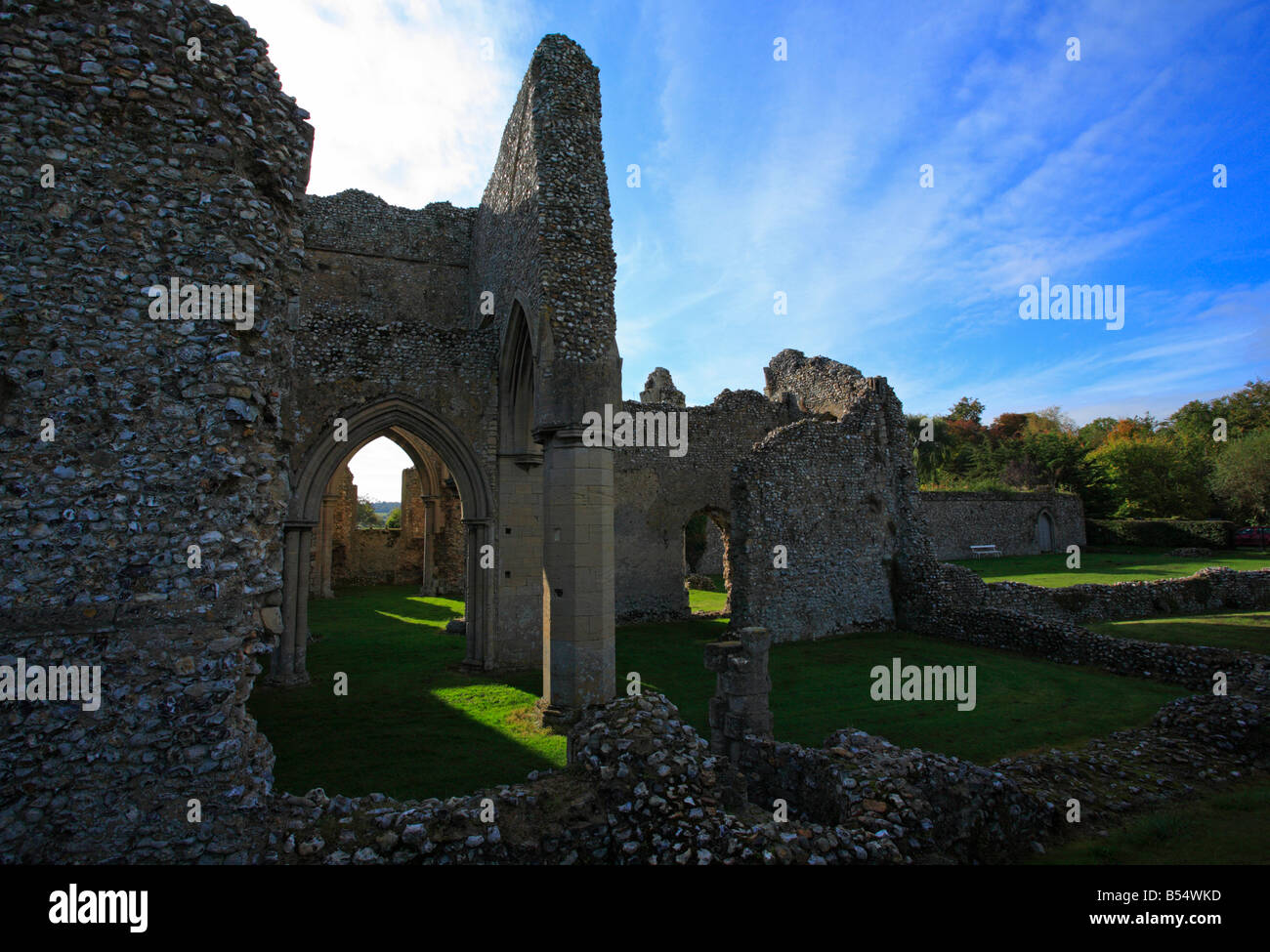 Die Ruinen von Creake Abbey, Norfolk, England. Die Website ist nun in der Obhut von English Heritage. Stockfoto