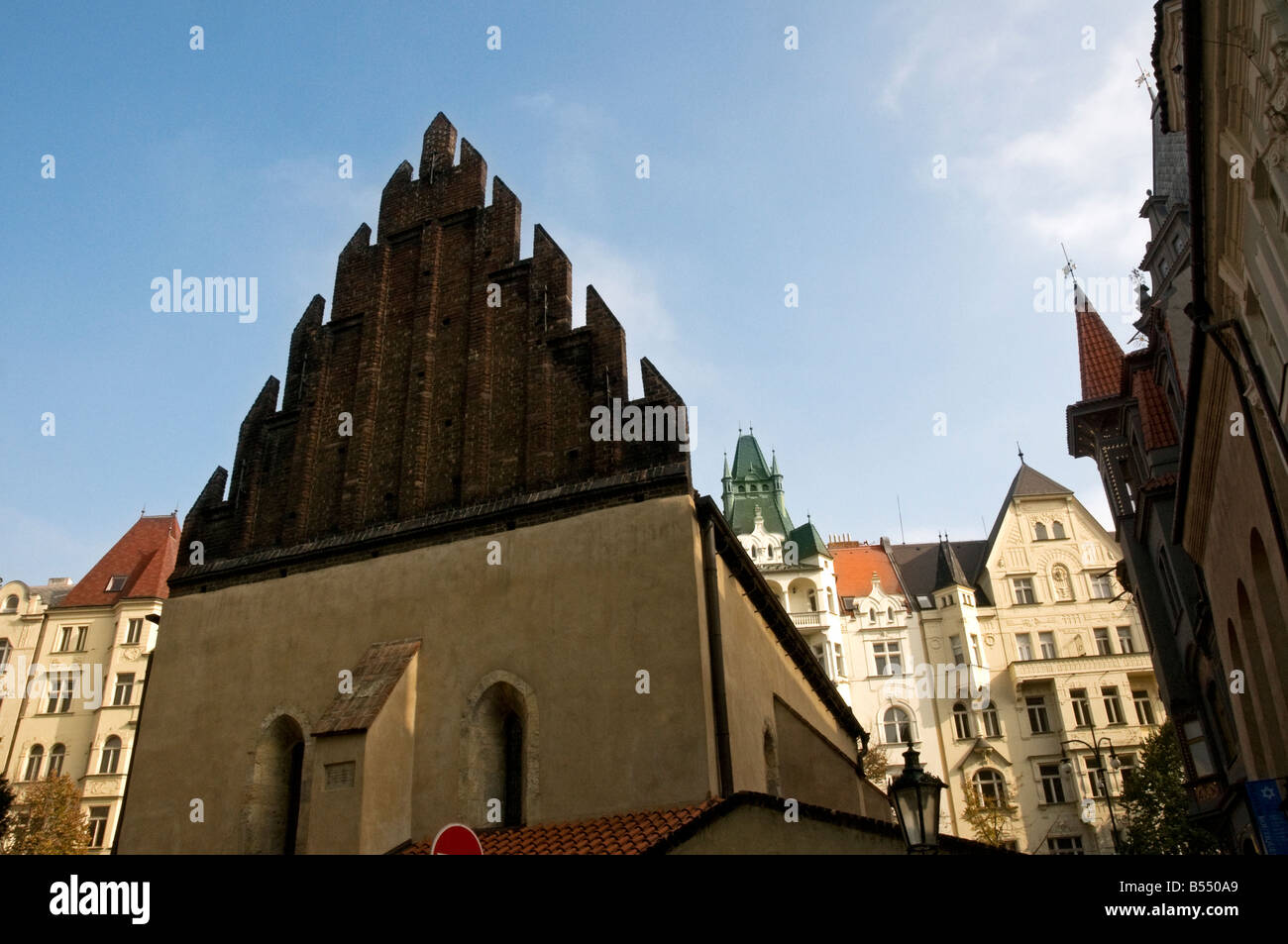 Alte neue Synagoge Staronova Synagoga Josefov jüdische Viertel in Prag für nur zur redaktionellen Verwendung Stockfoto