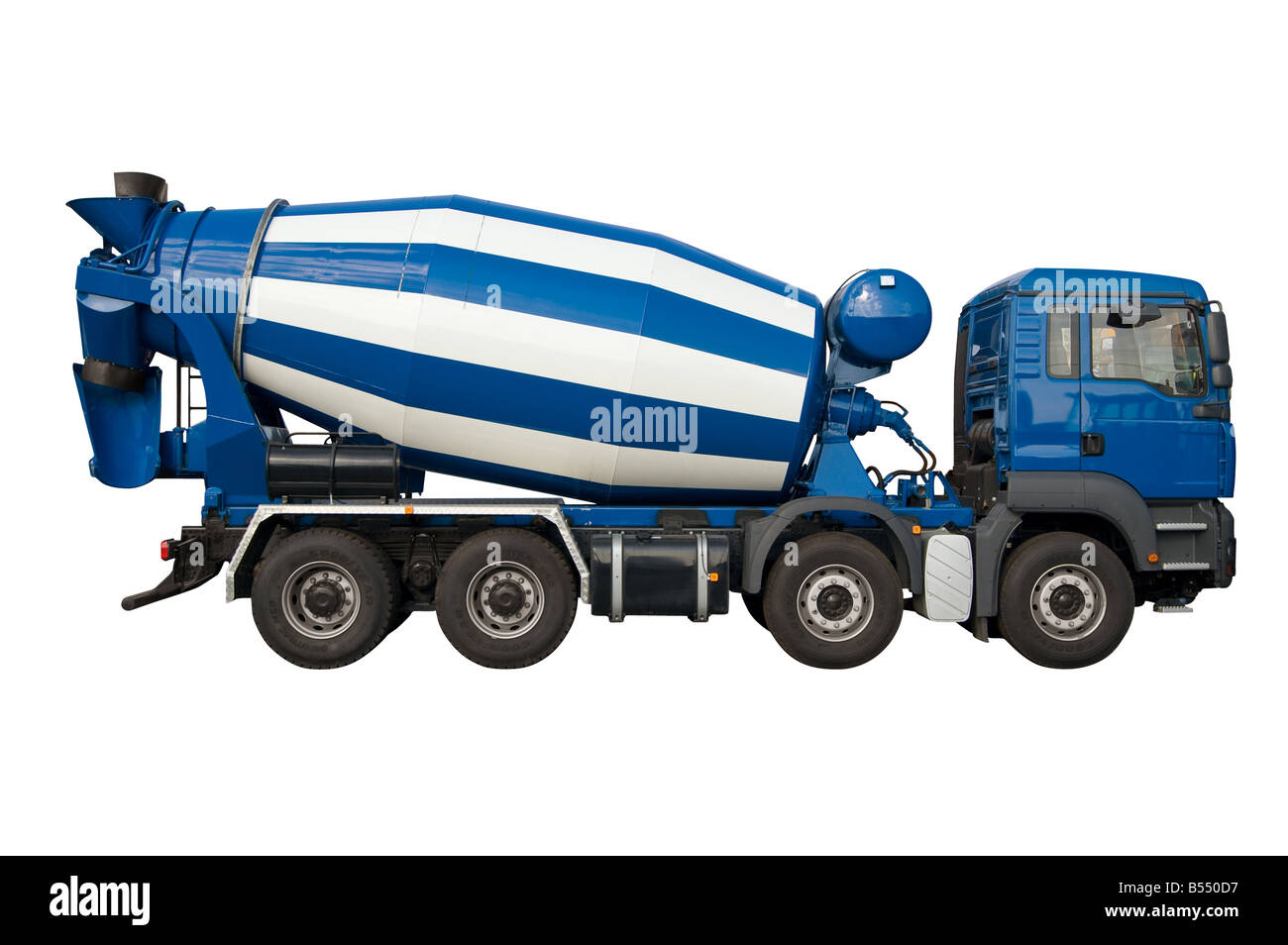 Mixer-LKW isoliert auf weiss Stockfoto