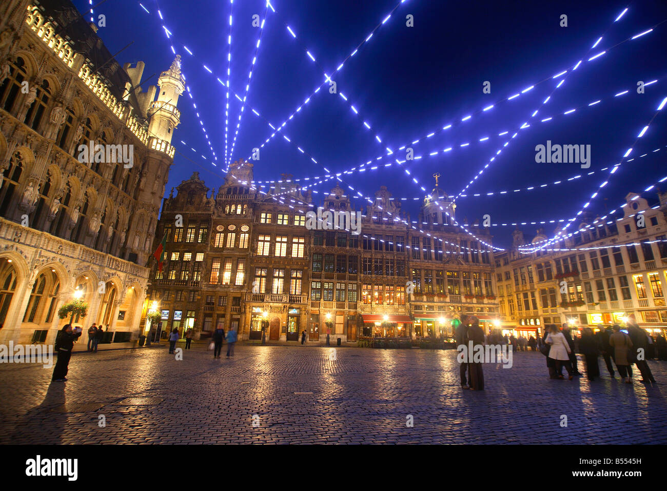 Grote Markt, Grand Place Platz bei Nacht Brüssel, Region Brüssel-Hauptstadt, Belgien, Brüssel Stockfoto