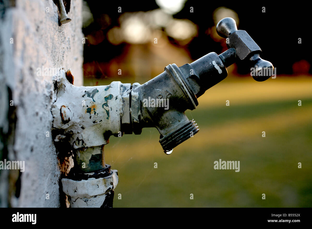 Wasser-Standrohr nicht im Einsatz mit Spinnweben abdecken Stockfoto