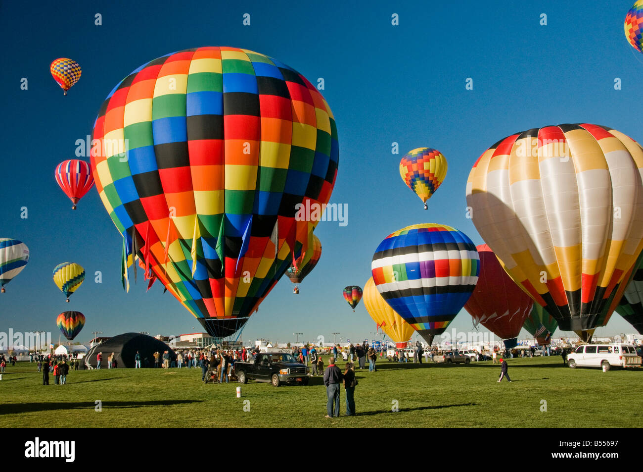 Heißluftballons in Albuquerque, New Mexico Fiesta Ballonfestival USA US Stockfoto