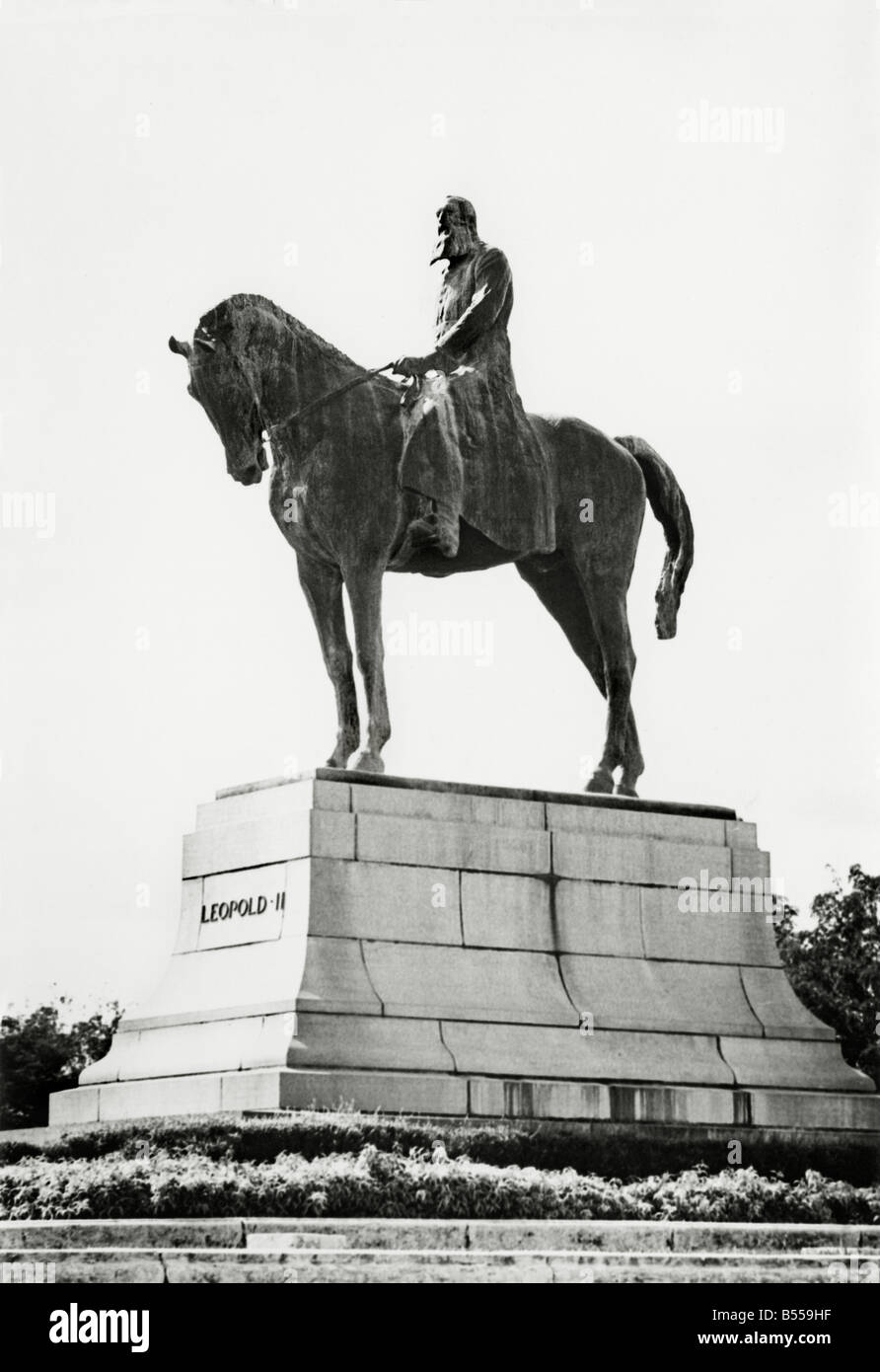 Statue (entfernt 1971) Belgiens habgierigen König Leopold II. verantwortlich für die Gräueltaten im Kongo, die er als seinen eigenen beansprucht Stockfoto