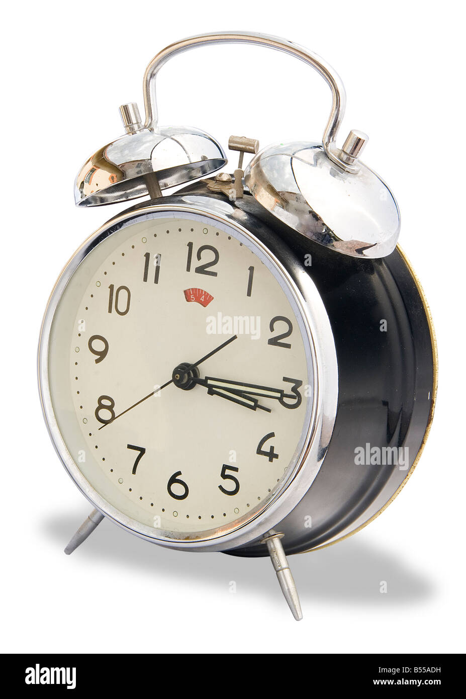 Vintage classic Wecker Glocke auf einem weißen Hintergrund Zeit Konzept isoliert Stockfoto