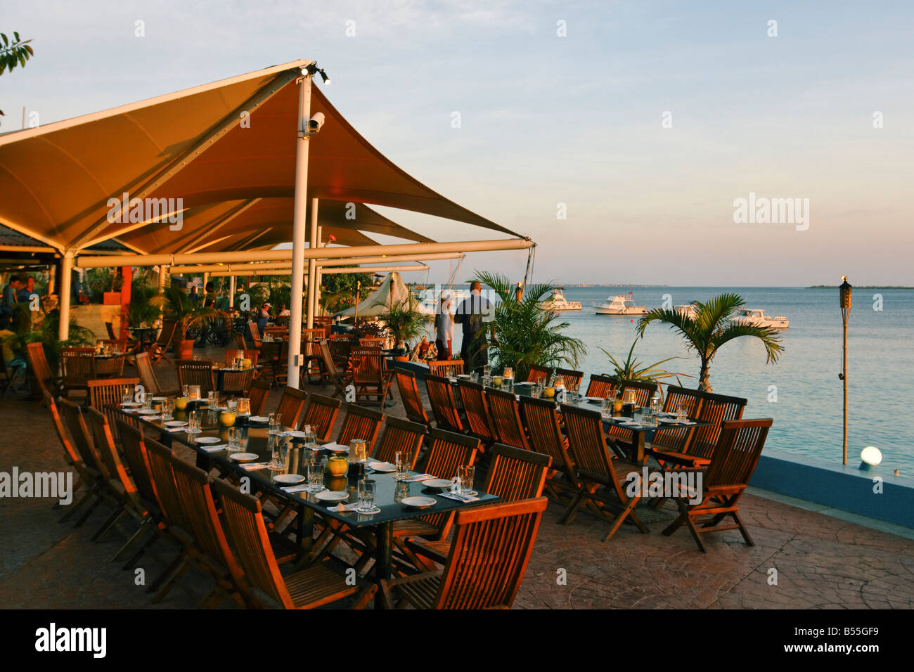 West Indies Bonaire Kapitän Dons Lebensraum Restaurant Stockfoto