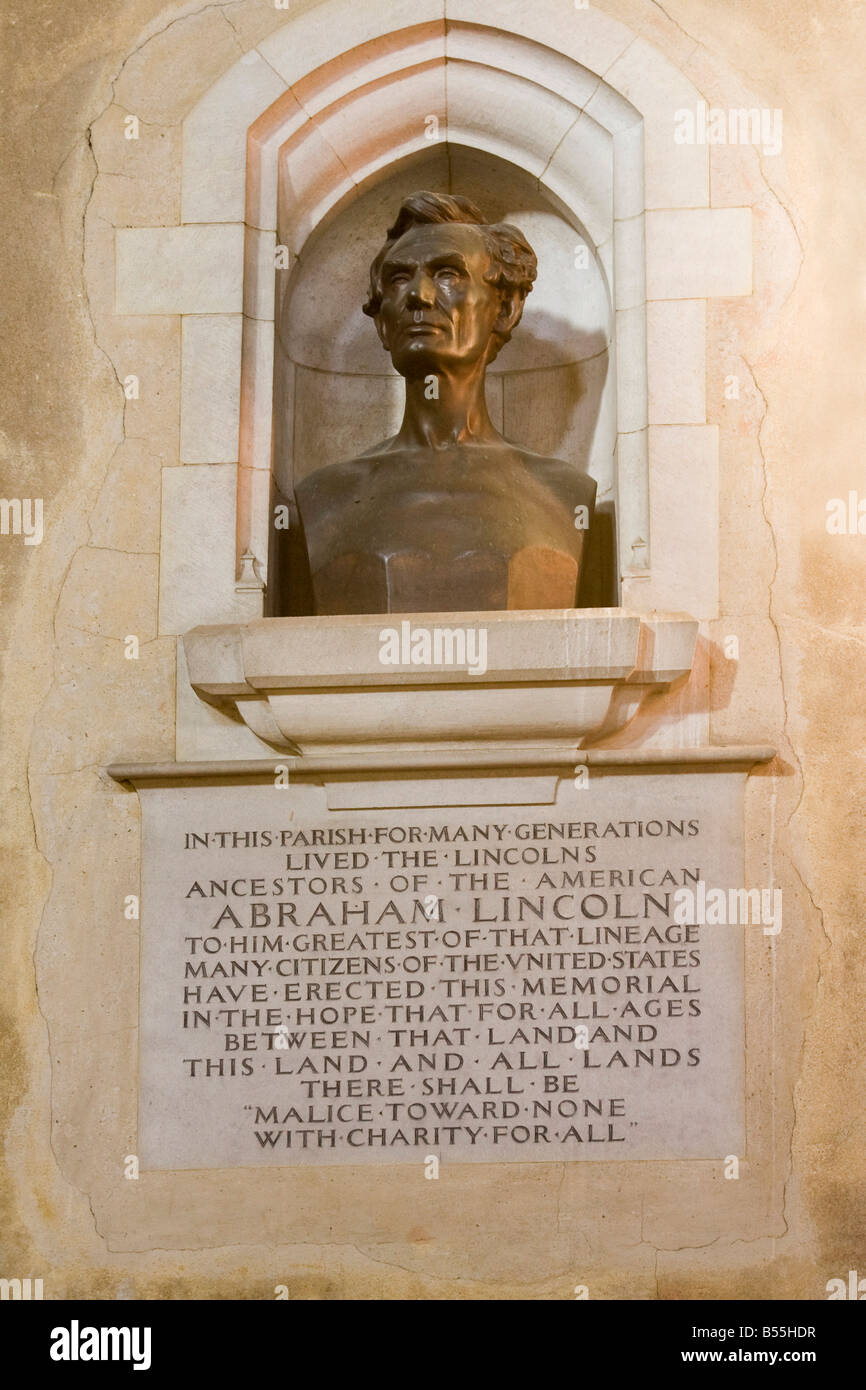 Statue von Abraham Lincoln in St Andrews Kirche, Hingham, Norfolk, Großbritannien Stockfoto