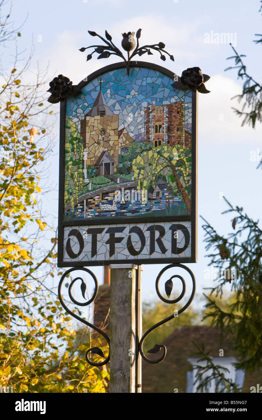 Ortsschild, Otford, Kent UK Stockfoto