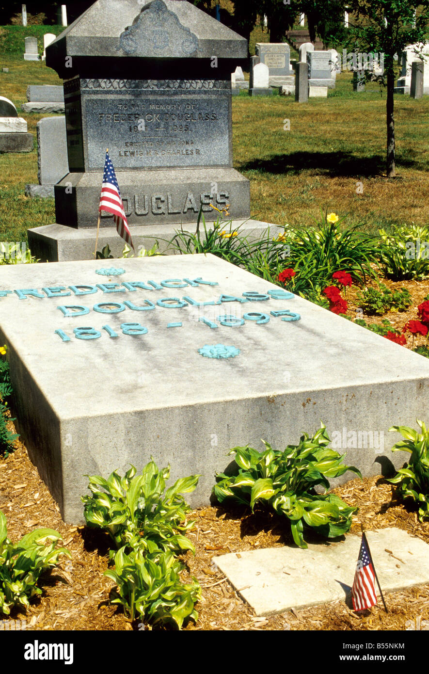 Grabstätte von Frederick Douglass auf Mt. Hope Cemetery in Rochester, New York Stockfoto