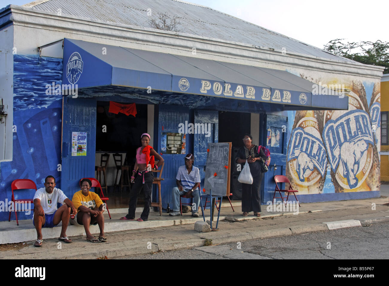 Antillen Bonaire Rincon Polar Bar Menschen Stockfoto