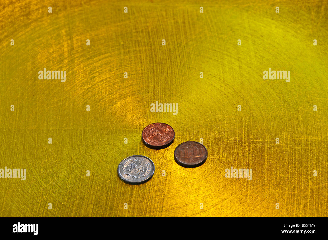 einen Euro-Cent 1 yen Stockfoto