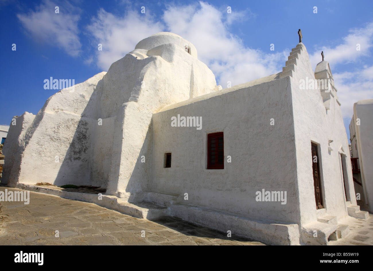 Griechische Kirche Insel Mykonos Kykladen Griechenland Stockfoto