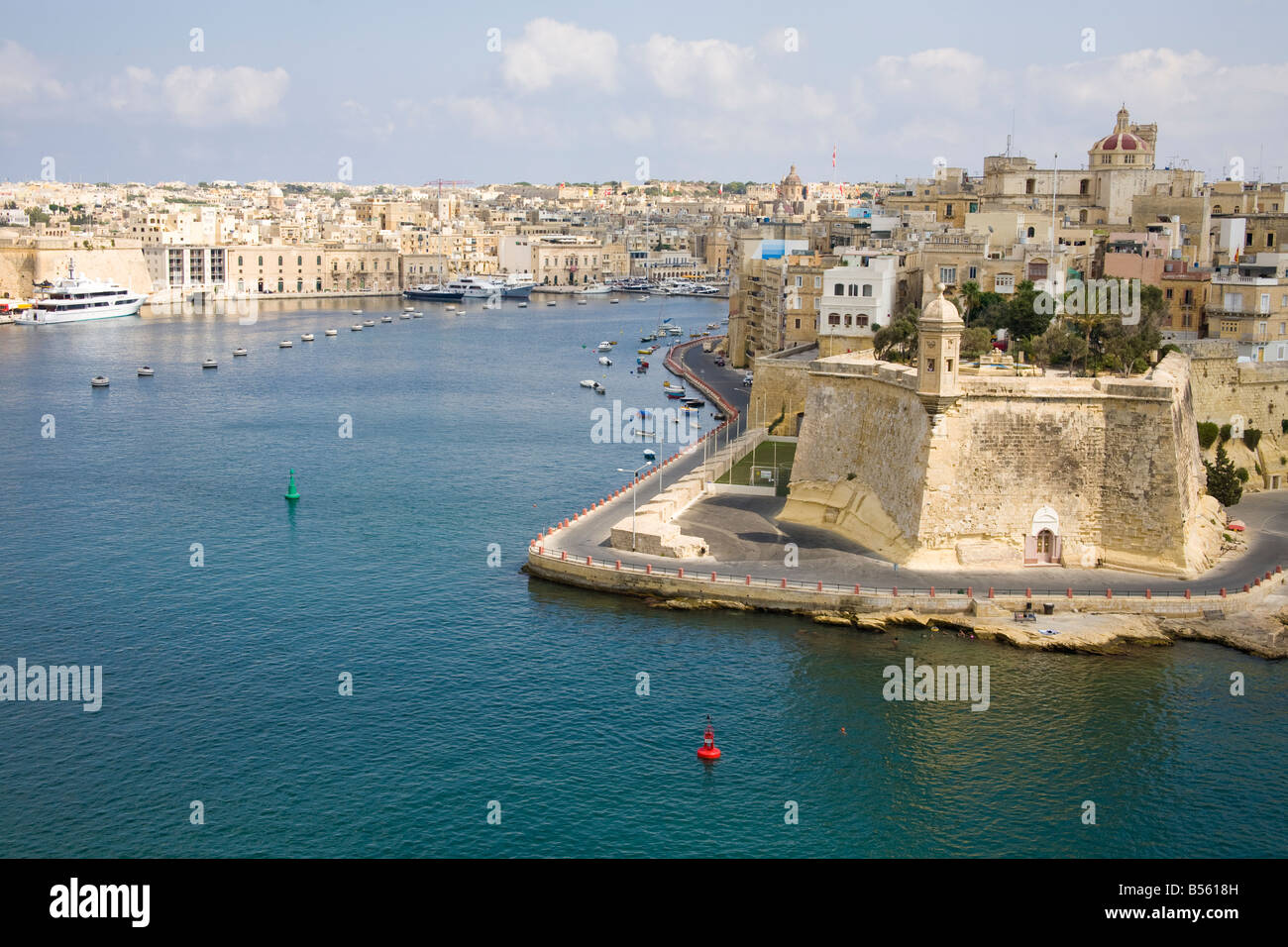 Blick auf Hafen, Valletta, Malta Stockfoto