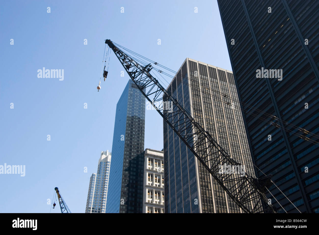 Ein Kran ist auf dem Gelände des World Trade Center in New York gesehen. Stockfoto