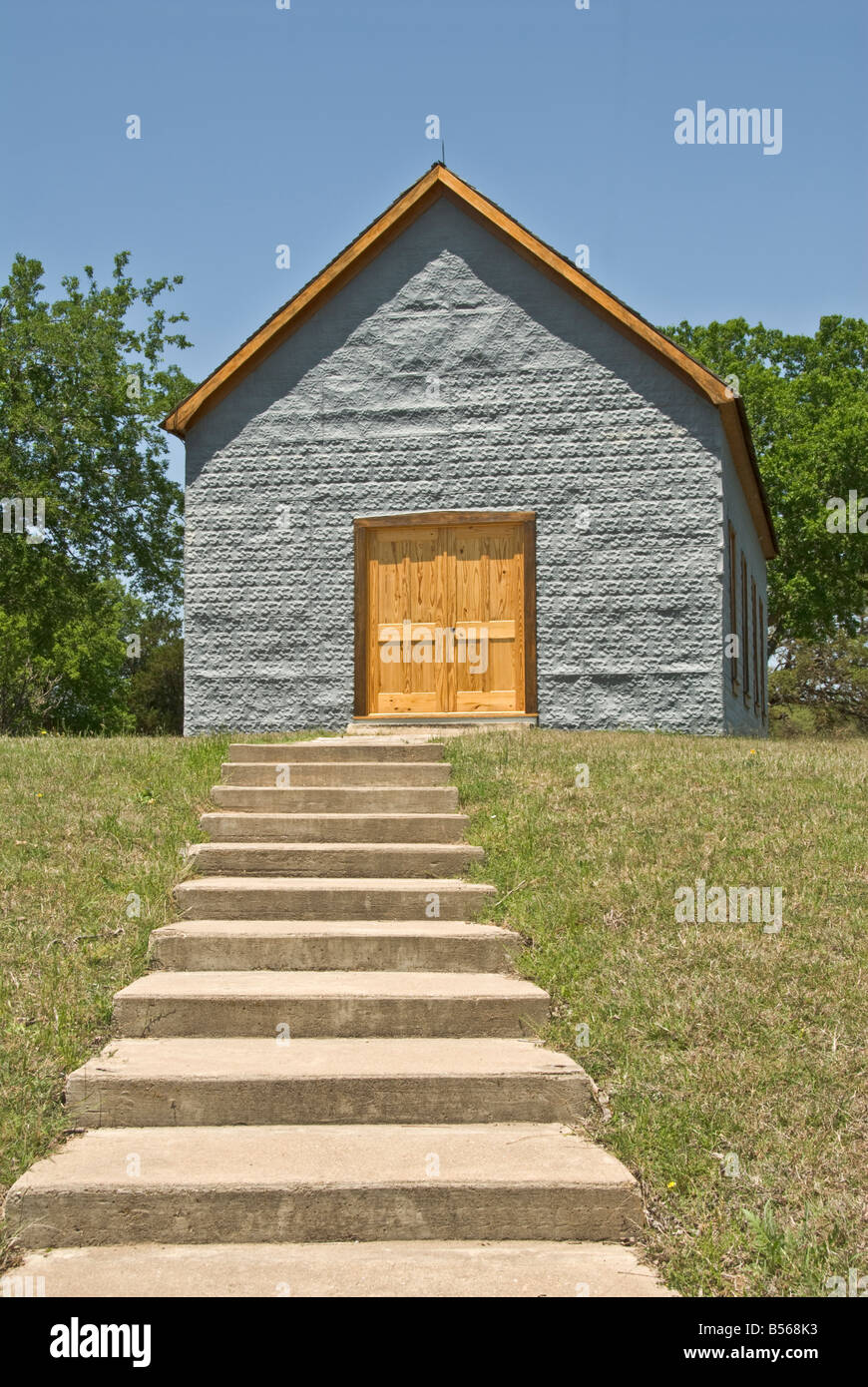 Texas Hill Country Stonewall Lyndon B Johnson National Historical Park Ranch rekonstruiert Kreuzung Schule LBJ besuchte Stockfoto