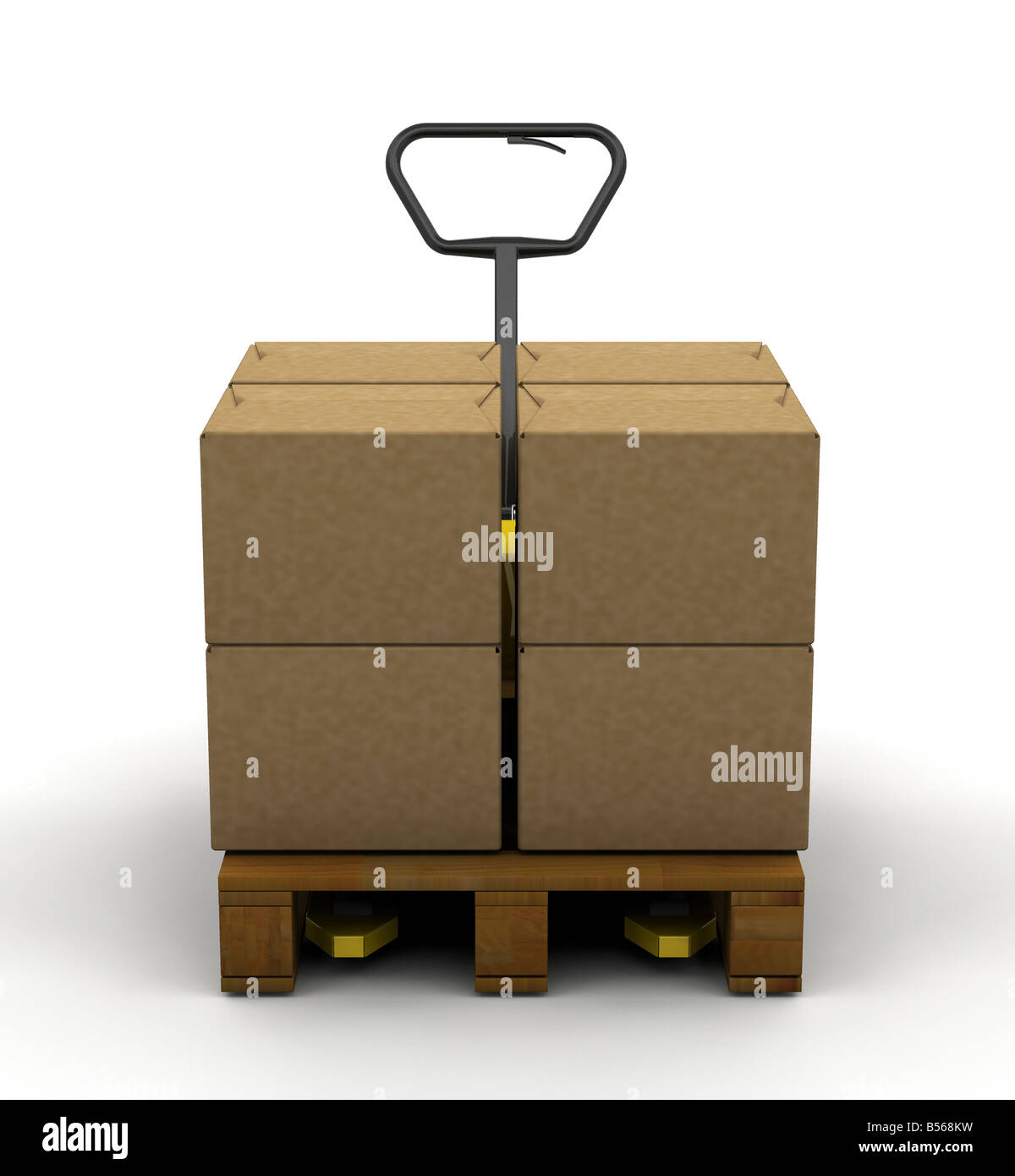 3D Rendern von ein Hubwagen mit Boxen Stockfoto
