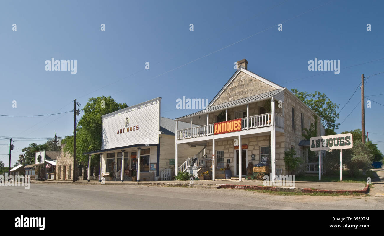 Texas Hill Country Bandera historische alte Stadt 11th Street  Antiquitätenläden Stockfotografie - Alamy