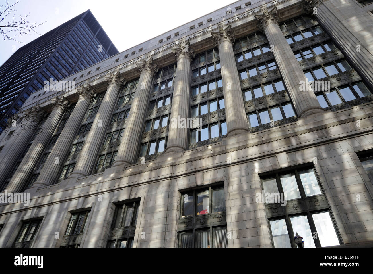 Chicago City Hall. West Randolph Street North LaSalle Street überqueren. Die Schleife. Chicago. Illinois. USA Stockfoto